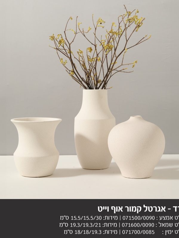 אגרטל קמור אוף וויט